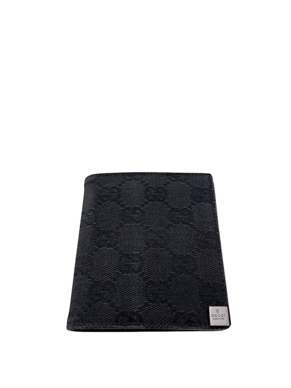 GUCCI - BLACK CANVAS GG SUPREME MONOGRAM COMPACT BIFOLD WALLET
